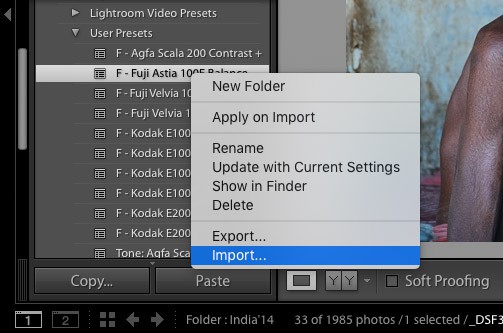 Preset Install presets in Adobe Lightroom for lightroom